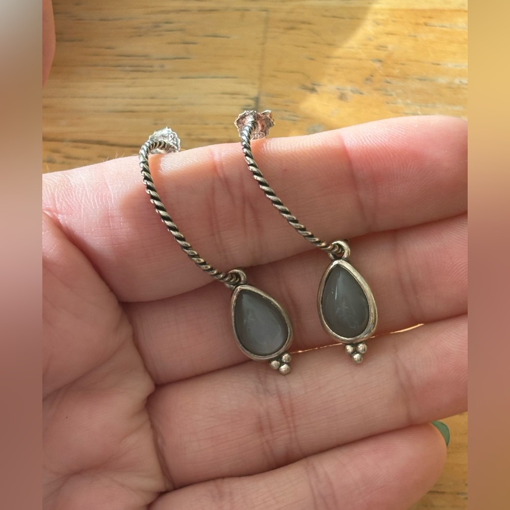 VINTAGE LABRADORITE STERLING SILVER EARRINGS ✨